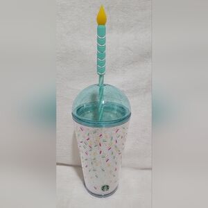 Starbucks Tumbler Sprinkles Birthday Candle Straw Topper NEW